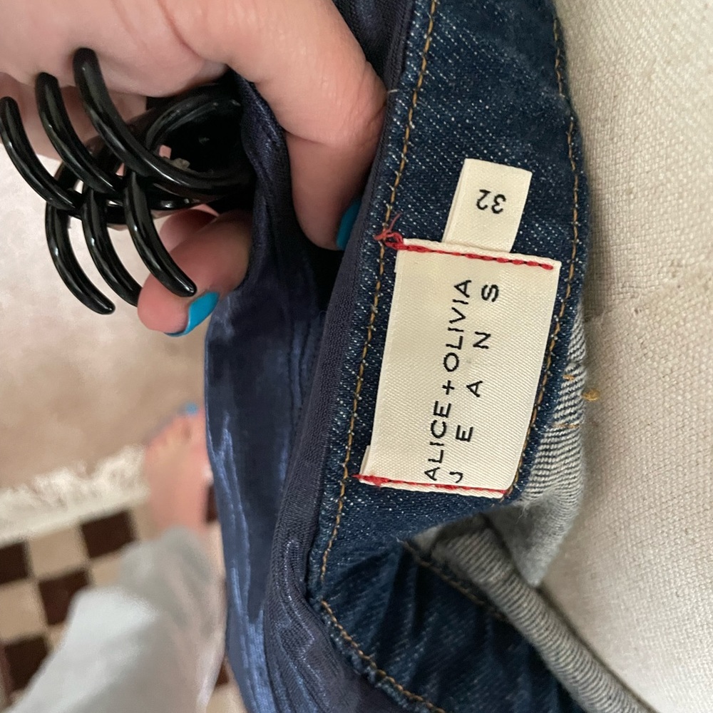 Alice + Olivia Jersey-trimmed Stretch-denim Halterneck Jumpsuit - Mid denim - Picture 12 of 13